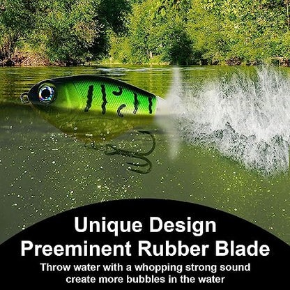 3 Pcs Topwater Fishing Lures, Whopper Popper Fishing Lures Pencil Plopper Floating Lures for Bass