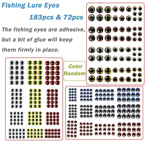 Unpainted Fishing Lures Making Kit DIY Blank Lures Crankbaits Minnow Jerkbait Hard Bait Set with Treble Hooks, Split Rings, Lure Eyes, Stickers, Make Your Own Fishing Lures - color: 380pcs Lures Kit