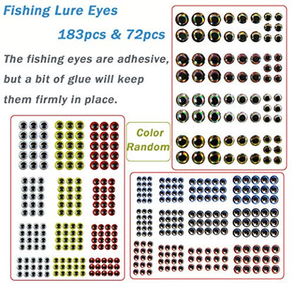 Unpainted Fishing Lures Making Kit DIY Blank Lures Crankbaits Minnow Jerkbait Hard Bait Set with Treble Hooks, Split Rings, Lure Eyes, Stickers, Make Your Own Fishing Lures - color: 380pcs Lures Kit
