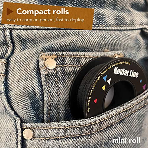 emma kites 100% Black Kevlar Braided Cord (0.4~4.6mm Dia, 50lb~1700lb) High Strength, Abrasion Flame Resistant, Tough Survival Tactical Cord Model Rocket Paracord Snare Line Fishing Assist Cord - size: 50Lbs | 100Ft