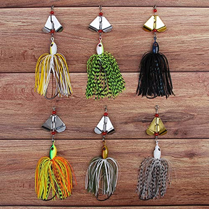 Spinnerbait Bass Fishing Lures Kit,6pcs Spinner Baits Bass Fishing Lures Buzzbait Swimbait Colorado Blades Spinnerbait for Trout Salmon Pike Walleye Crappie Saltwater Freshwater