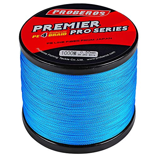 Braided Fishing Line 4 Strands Stronger Multifilament PE Braid Wire for Saltwater 6LB-100LB 110yards 328yards 547yards Super Strong Superline - color: Blue, size: 328Yds/8LB