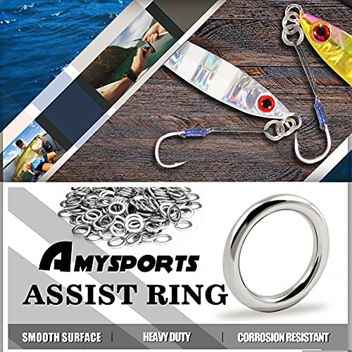 AMYSPORTS High Strength Solid Ring Fishing Lure Connector Fishing Rings Kit Line Saltwater Solid Ring Fishing Freshwater Loop - size: Size1 (66lb) 50 pcs
