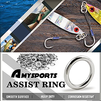 AMYSPORTS High Strength Solid Ring Fishing Lure Connector Fishing Rings Kit Line Saltwater Solid Ring Fishing Freshwater Loop - size: Size2 (88lb) 50 pcs