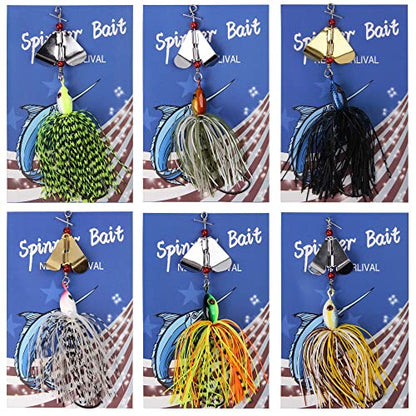 6PCS Bass Spinner Baits Buzz Bait Hard Metal Fishing Jigs for Bass Trout Pike Salmon Multi-Color Spoon Spinner Bait Saltwater Freshwater - color: A - 6PCS