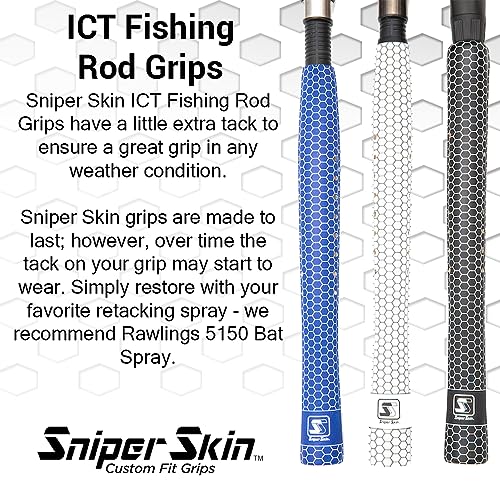 SNIPER SKIN Fishing Rod Grip - Fishing Gear Accessories - Waterproof & Adjustable - Easy to Install, Strong Replacement Grip - color: Black Tiger Shark