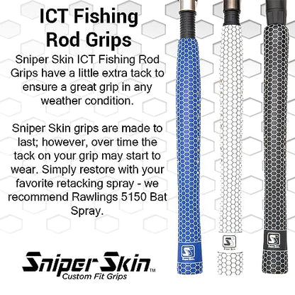 SNIPER SKIN Fishing Rod Grip - Fishing Gear Accessories - Waterproof & Adjustable - Easy to Install, Strong Replacement Grip - color: Black Tiger Shark