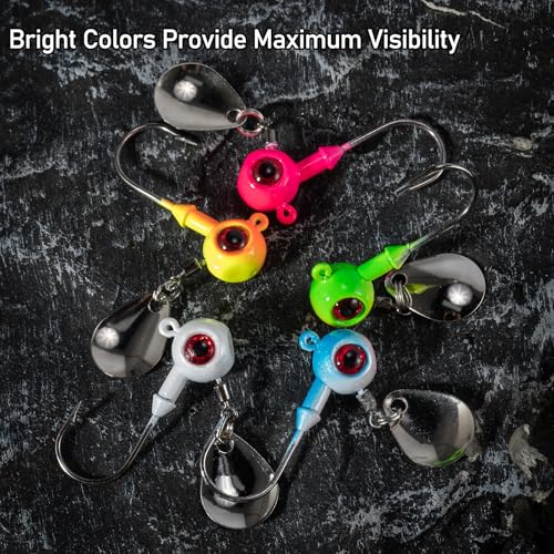 Dr.Fish 10 Pack Underspin Jigs Heads Freshwater Swimbait Ball Jig Bass Walleye Fishing Hooks Colorado Spinner Blade Flat Bottom Stand up - color: Pink, size: 1/4oz-Hook #1