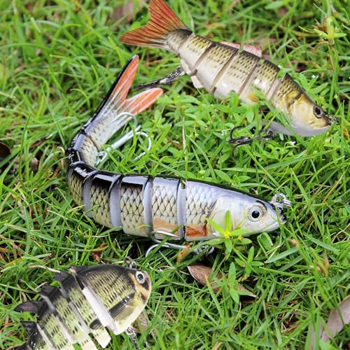 6pcs Fishing Lures for Freshwater and Saltwater, IEVEI Slow Sinking Most Lifelike Jointed Swimbait for Bass Trout Crappie Walleye Pike, Amazing Fishing Gifts for Men and Family Fishing