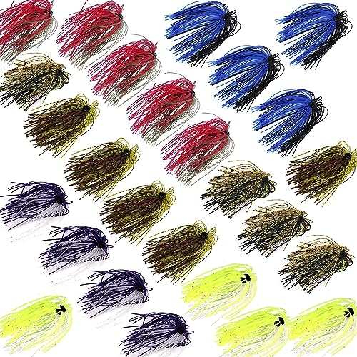 Silicone Jig Skirts Fishing Lures 50 Strands Bass Fishing Jigs Spinnerbait Skirts Replacement Kit Squid Jig Spinner Bait DIY Fishing Lures 12/24 Bundles - size: Type A-12 bundles