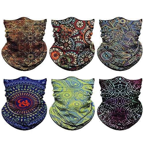 Venswell Neck Gaiter Face Mask Men Women,Seamless Bandana Rave Face Cover Scarf Mask,Balaclava,Headband, Head Wrap,Headwear - color: A-traditional Boho