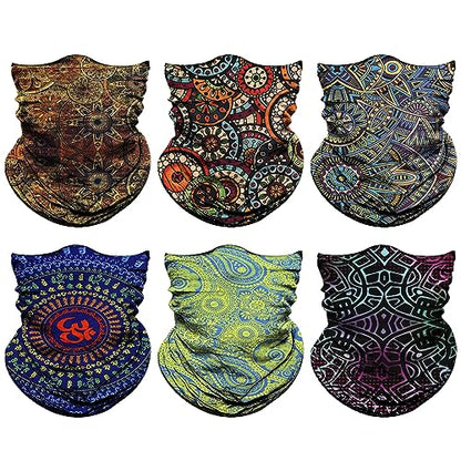 Venswell Neck Gaiter Face Mask Men Women,Seamless Bandana Rave Face Cover Scarf Mask,Balaclava,Headband, Head Wrap,Headwear - color: A-traditional Boho