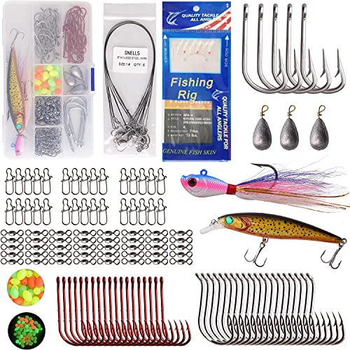 Saltwater Fishing Tackle Kit, Surf Fishing Gear Set Includes Saltwater Lures, Bait Rigs, Swivel, Hooks, Sinkers Weights, Wire Leaders Various Accessories