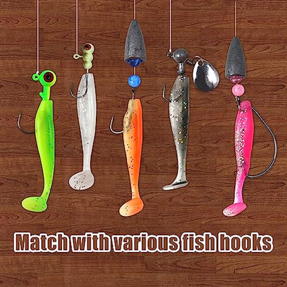 MAFIMOEA 50 Pcs Soft Fishing Lures Plastic Paddle Tail Swim Baits Kit for Bass Trout Walleye Crappie 5 Mixed Colors Fishing Soft Plastic Lure Kit 5.5CM - color: Black