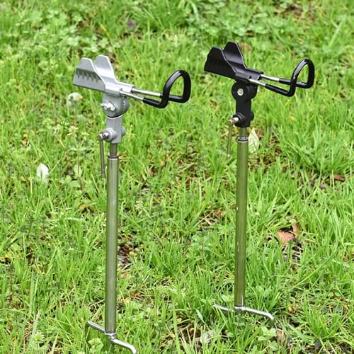 Fishing Rod Holders for Bank Fishing, Fishing Pole Holders for Ground & Beach, 360 Degree Adjustable & Detachable Fishing Pole Stand Equipment - color: Black