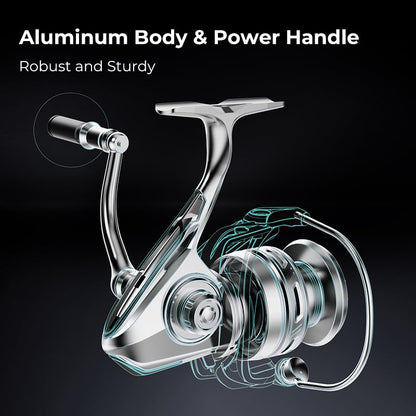 Piscifun NautiX Spinning Reel, Aluminum Spinning Fishing Reel, CNC Aluminum Gear, 33LBs Max Drag, 8+1 Sealed BB, 6.0:1/5.4:1 Gear Ratio, Smooth Powerful Freshwater Saltwater Reel - size: 5000