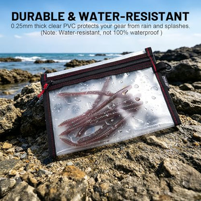 Goture Waterproof Fishing Lure Bags, Soft Plastic Tackle Organizers | Clear Fishing Bait Storage Pouches for Freshwater & Saltwater, Heavy Duty Fishing Gear Pouches for Jig, Worm, Swimbait