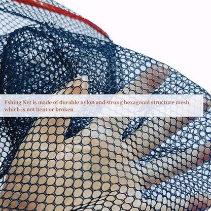 Fishing Landing Net, Fishing Net with Telescoping Pole Handle, Foldable Collapsible Nylon Material Mesh Landing Net Freshwater for Kids Men Women