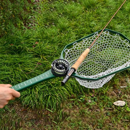 Aventik Fly Floating Fishing Net Carbon Fiber Landing Trout Net Light Weight Clear Rubber Ghost Net Catch & Release - color: Stealth Boat Frame long handle black magnet