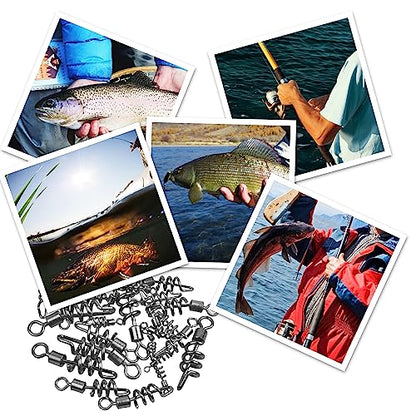 AGOOL Fishing Swivels Snaps Barrel Swivels Corkscrew Snaps Swivels Fishing Tackle Stainless Steel Saltwater Freshwater Fishing Leader Lure jigs Line Connector - size: 4# - 40pcs