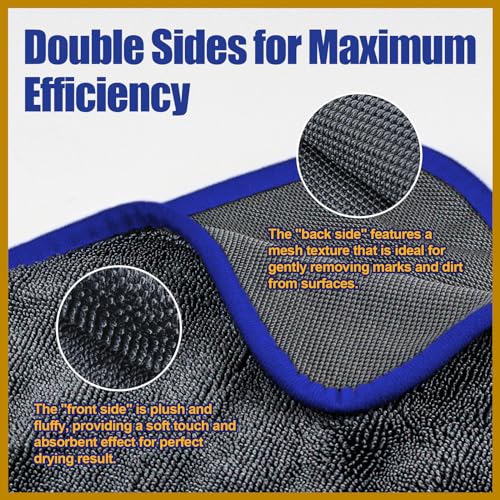 Airlab Microfiber Towels for Cars Wash Drying Extra Large Super Absorbent Cleaning Cloth Auto Detailing Ultra Soft, Lint-Free, Streak-Free, 35 x 24 Inch, Pack of 1, Grey-Blue, 600 GSM - color: Grey-blue