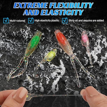 Crappie Lures Soft Plastic Fishing Lures Kit, 52pcs Glow Paddle Tail Swimbaits with Glitter, Mini Fishing Baits for Crappie Bluegill Trout Bass Perch Panfish, Freshwater Tackle Kit - color: 47pcs Crappie Jigs Lure Kit