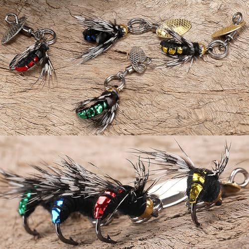 Fly Fishing Lures Kit Fishing Fly,Fly Fishing Kit Fly Fishing Lures,Handmade Lures Assortment Kit Artificial Bait Hooks for Bass Trout Salmon Fishing,Suitable for Freshwater and Saltwater - size: Bionic Poisonous Fly (Revised Version)