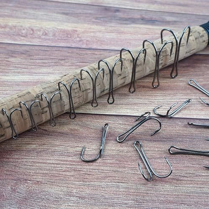OROOTL Double Fishing Hooks, 50pcs Classic Frog Hooks High Carbon Steel Double Hook Fishing Barbed Open Shank for Saltwater Freshwater - size: 6#-50pcs