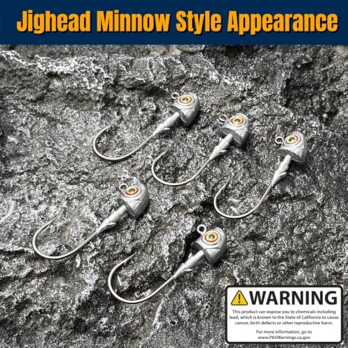3D Eyes Bass Jig Heads for Fishing, 15Pcs Finesse Swimbait Jig Head with Cone Bait Keeper Lifelike Minnow Style Jigheads Saltwater&Freshwater 1/8 3/16 1/4 3/8 1/2oz - size: 1/2oz-4/0, 15Pcs