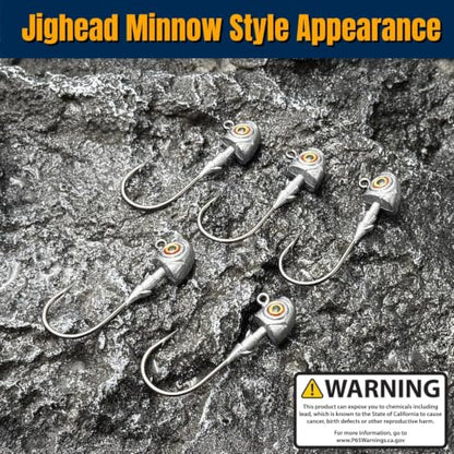 3D Eyes Bass Jig Heads for Fishing, 15Pcs Finesse Swimbait Jig Head with Cone Bait Keeper Lifelike Minnow Style Jigheads Saltwater&Freshwater 1/8 3/16 1/4 3/8 1/2oz - size: 1/2oz-4/0, 15Pcs
