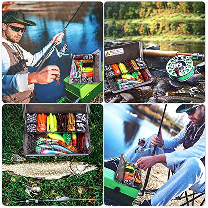 PLUSINNO Fishing Lures, 292/210Pcs Tackle Box with Tackle Included, Crankbaits, Hooks, Weights, Fishing Accessories kit, Fishing Bait Lure Gear Kit Gift for Men Bass,Trout - color: 189pcs Fishing Accessories Kit