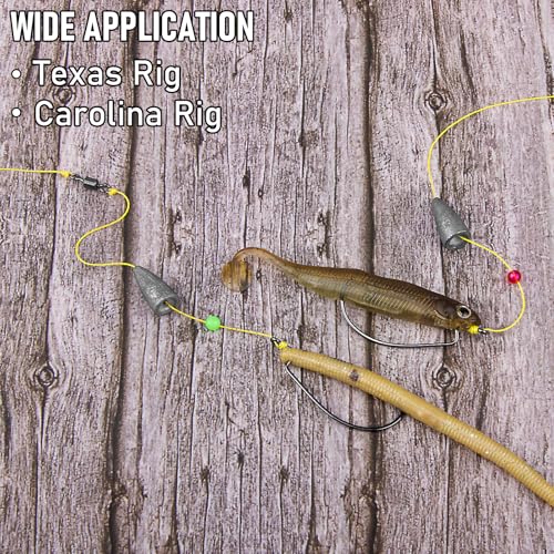 Dr.Fish 50 Pack EWG Hooks, Bass Fishing Worm Hooks Freshwater Extra Wide Gap Texas Carolina Rigs - size: #1-50 Pack