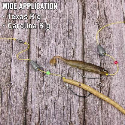 Dr.Fish 50 Pack EWG Hooks, Bass Fishing Worm Hooks Freshwater Extra Wide Gap Texas Carolina Rigs - size: #1/0-50 Pack
