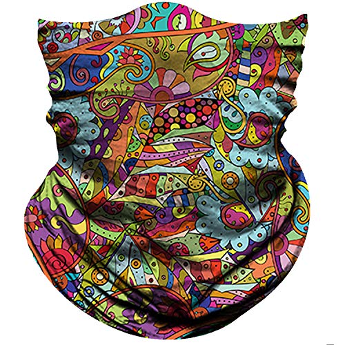 Obacle Seamless Face Mask Rave Bandana Men Women for Dust Sun Wind Protection - color: Colorful Oval