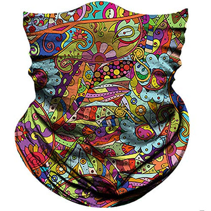 Obacle Seamless Face Mask Rave Bandana Men Women for Dust Sun Wind Protection - color: Colorful Oval