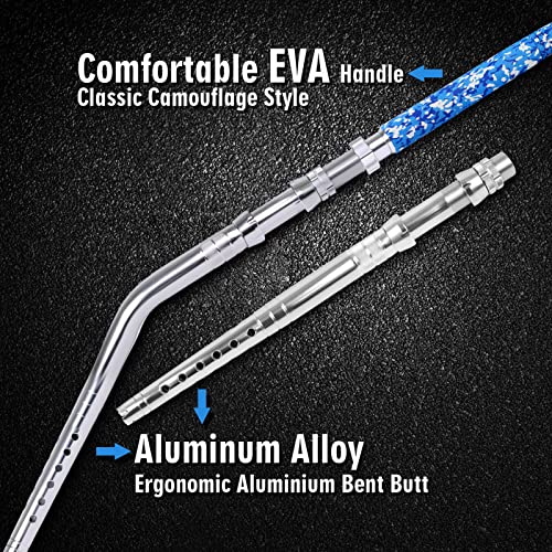 Fiblink Fishing Trolling Rod 1 Piece/2 Piece Saltwater Offshore Heavy Roller Rod Big Game Conventional Boat Camo Fishing Pole (6'/6'6",30-50lb/50-80lb/80-120lb) - style: 6' 80-120lbs 2pc-bent & Straight