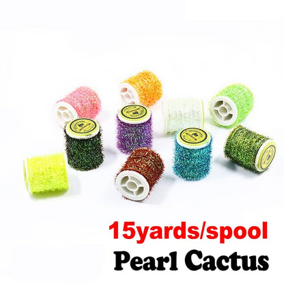 Fly Tying Chenile Yarn 10 Colors Pearlescent Flat Cactus Chenille Spooled Fly Tying Materials
