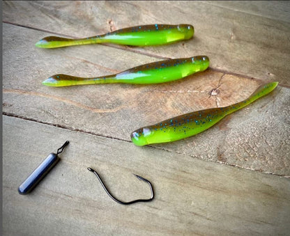 X Zone Lures Hot Shot Minnow Lures for Bass and Walleye, Infused with X Zone Scent Formula, 3.25" (8 Pack) - color: Green Pumpkin Blue