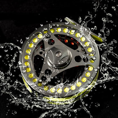 EX-ALC Fly Reel 3/4 5/6 7/8 9/10WT CNC Machined Large Arbor Aluminum Fly Fishing Reels Silver/Gunsmoke Fly Reels - color: Fluo Yellow Fly Line, size: 5/6WT Fly Reel