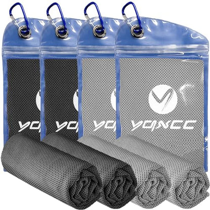 YQXCC 4 Pack Cooling Towels 40"x12", Cold Cool for Neck & Face | Cooling Neck Wraps, Soft Breathable Microfiber Chilly Towels, Ideal for Gym, Yoga, Golf, Running, Camping & Hot Weather - color: Dark Gray*2 + Light Gray*2