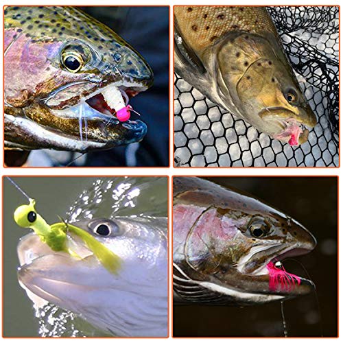 Fishing Jig Heads Crappie Jigs, 25pcs Marabou Jigs Lures Round Ball Head Jig Hooks Hair Jig Feather Fishing Lures for Bass Sunfish Trout Walleye Panfish 1/8oz 1/16oz 1/32oz - size: 3 Sizes Mixed-15pcs