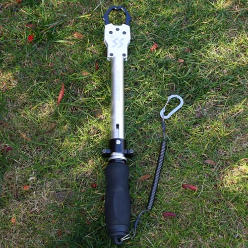 Sougayilang 15" Fish Lip Gripper with Integrated Scale, 40lb Built-in 360° Rotating Handle Non-Slip EVA Grip, Fishing Tool for Saltwater Freshwater Catch and Release