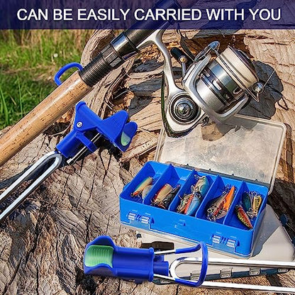 Libima 4 Pieces Fishing Rod Holders for Bank Upgraded Stainless Steel Pole Holders 360 Degree Adjustable Rod Stand for Men Father Beach Fishing Equipment Birthday Gift - color: blue