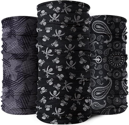 6-Pack Balaclava Face Mask for Men & Women - UV Protection Neck Gaiter, Multi-Use Cycling Mask & Breathable Headband - color: Black