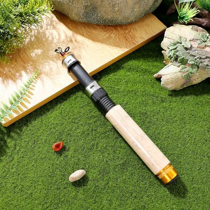 NUOBESTY Telescopic Mini Ice Fishing Rod 25.6 Inch Ultra-Light Portable Fishing Pole with Two Durable Guides for Winter and Outdoor Travel