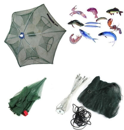 Fishing Net Portable and Foldable Umbrella Fishing Bait Net - Easy to Use Fishing Tool for Crayfish,Shrimp,Crab, Catfish - color: 6 Holes