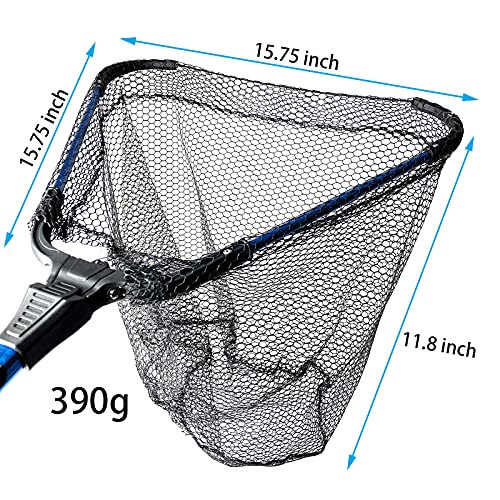 YHC Freshwater Saltwater Fishing Floating Fishing Net Extra Strong Foldable Fishing Net Rubber Coated Fish Landing Net - color: 30Inch Blue Net