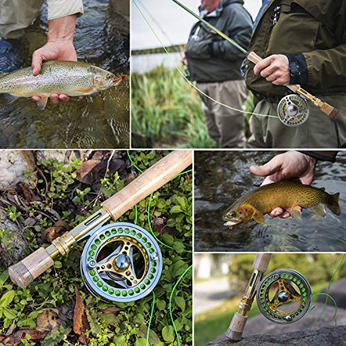 Sougayilang Fly Fishing Rod Reel Combos with Lightweight Portable Fly Rod and CNC-machined Aluminum Alloy Fly Reel,Fly Fishing Complete Starter Package - color: Fly Fishing Full Kit 7-8#