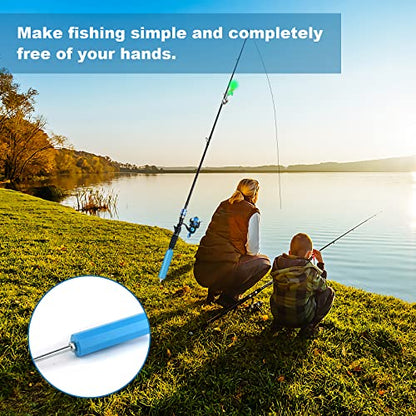 6pack Fishing Rod Holder Ground Support with Bite Alarm Bells, Bungee Cords | Fishing Pole Holder for Bank Beach River Lake Spikes Stand Rack, Night Fishing Gear, Reinforced PVC