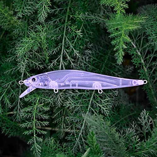 Unpainted Jerkbait Fishing Lure Blanks - 20 Minnow Lures with Free Eyes, SwimBaits for Bass